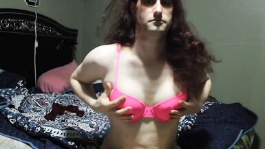 sexy transwoman stripping and masterbating - 3 image