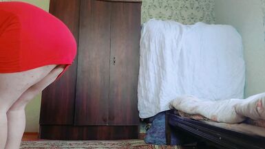 RED Mini Dress White Sexy Trans Cute Sissy Big Butt Solo Performer Crossdresser Model Cosplayer Femboy Striptease MTF - 10 image