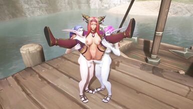 Two Futanari Elves Team Fuck a Redhead Elf | Warcraft Hentai Parody - 11 image