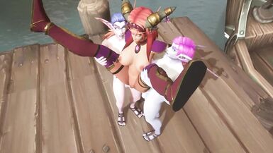 Two Futanari Elves Team Fuck a Redhead Elf | Warcraft Hentai Parody - 13 image
