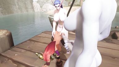 Two Futanari Elves Team Fuck a Redhead Elf | Warcraft Hentai Parody - 5 image