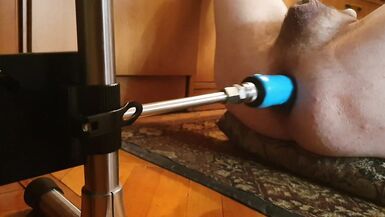 Shemale naked solo with fucking machine and jerk