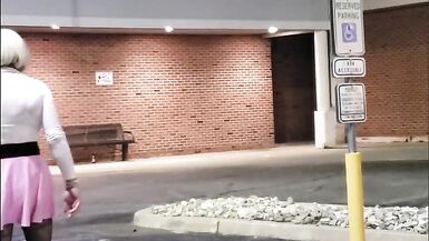 DeeDeeSlut69 Taking Her Toy as deep as she can on a park bench in public. - 2 image