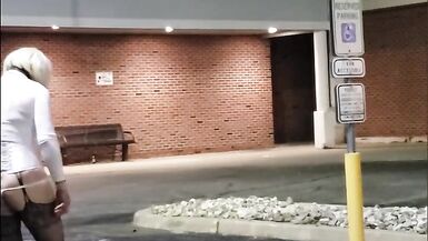 DeeDeeSlut69 Taking Her Toy as deep as she can on a park bench in public. - 3 image