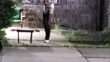 DeeDeeSlut69 Taking Her Toy as deep as she can on a park bench in public. - 7 image