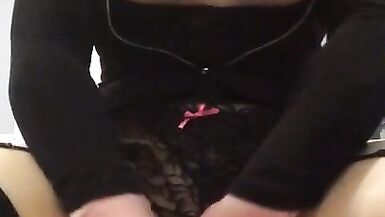 Kylie's Orgasm (female mask, mask, stockings, garters, trans, crossdress, feminization) - 4 image