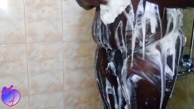 Black Chubby tranny showering Her Ass - 8 image