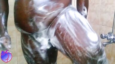 Black Chubby tranny showering Her Ass - 9 image