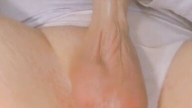 Tranny plays with her cock til she cums all over - 15 image