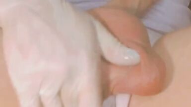 Tranny plays with her cock til she cums all over - 5 image