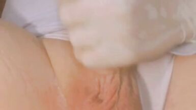 Tranny plays with her cock til she cums all over - 7 image