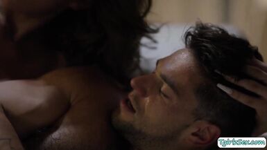 Busty brunette tranny Jade Venus sucks and fucks studs big cock - 14 image