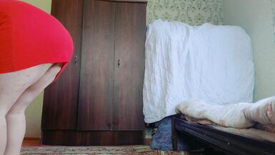 RED Mini Dress White Sexy Trans Cute Sissy Big Butt Solo Performer Crossdresser Model Cosplayer Femb - 10 image