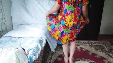 Hot Flower Mini Dress Hot Ladyboy Solo Dance Striptease Big Butt Shemale Booty - 2 image