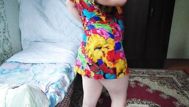 Hot Flower Mini Dress Hot Ladyboy Solo Dance Striptease Big Butt Shemale Booty - 5 image