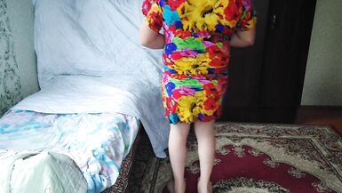 Hot Flower Mini Dress Hot Ladyboy Solo Dance Striptease Big Butt Shemale Booty - 7 image