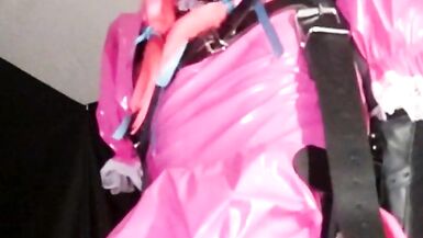 Suspension Self Bondage Sissy Maid in Chastity, Gagged and Blindfolded - 11 image