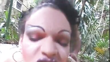 Dominant tranny with nice ass fucks horny white guys face - 9 image