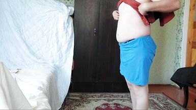 Boy to girl shemale blue skirt white legs - 12 image