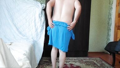 Boy to girl shemale blue skirt white legs - 15 image