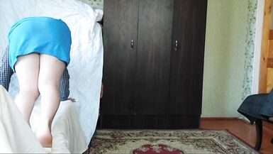 Boy to girl shemale blue skirt white legs - 8 image