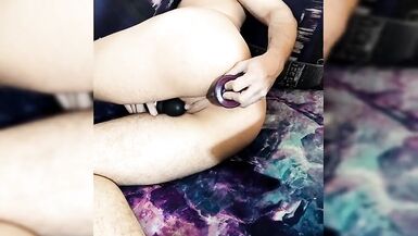 FtM boy with pussy stretching his ass - 6 image