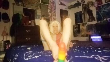 Trans girl rides dildo & footjob ft. AnimaLauren - 10 image