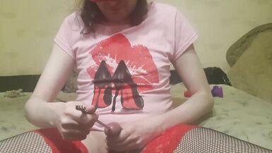 Sissy cute solo urethra sounding play with dick home - 3 image