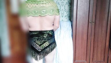 Stepsister trying slut dresses in her private room - 5 image