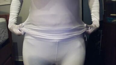 Masked Girl in White Pt1! A mysterious masked girl with big tits feels herself! - 15 image