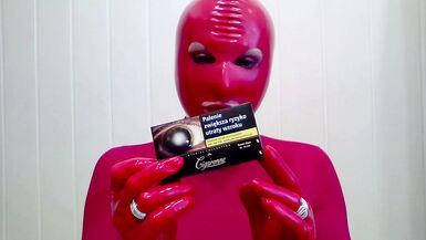 Smoking CIGARONNE BLACK Royal Slims 100s In RED Mask & Gloves Latex - 1 image