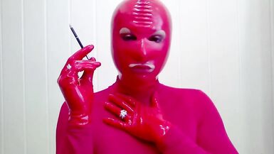 Smoking CIGARONNE BLACK Royal Slims 100s In RED Mask & Gloves Latex