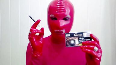 Smoking CIGARONNE BLACK Royal Slims 100s In RED Mask & Gloves Latex - 12 image