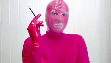 Smoking CIGARONNE BLACK Royal Slims 100s In RED Mask & Gloves Latex - 8 image