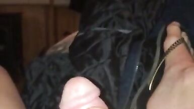 Filthy little big dick tranny slut masturbates in her own piss and cum until huge intense orgasm - 10 image