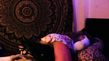 caliente femboy busca complacerse con sus almohadas saltando