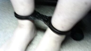 feet foot fetish bondage with hinged handcuffs vipertech on ankles - 14 image