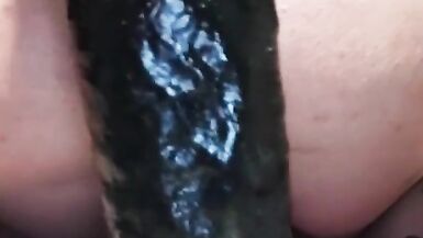 TS -- Huge black dildo anal ride - 2 image