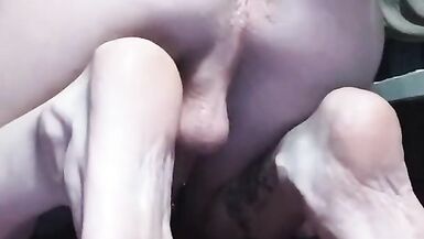 TS -- Huge black dildo anal ride - 9 image