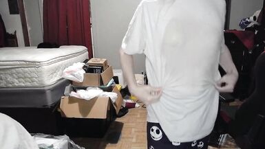 Trans girl wet shirt nipple orgasm - 5 image