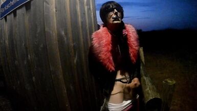 sissyslut in tight leather fucks her ass and cum in public - 7 image