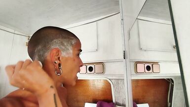 Shaving half of my head cause I'm a freak. Use headphones to hear all the shaving noises! - 3 image