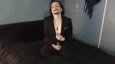 FTM Taking off My Suit in Bed and Cumming for You - 1 image