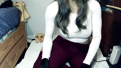 Quiet Nancy Part 1! Female mask and real life doll! Nancy puts on her gloves and plays with a mask! - 8 image