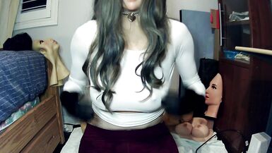 Quiet Nancy Part 1! Female mask and real life doll! Nancy puts on her gloves and plays with a mask! - 9 image