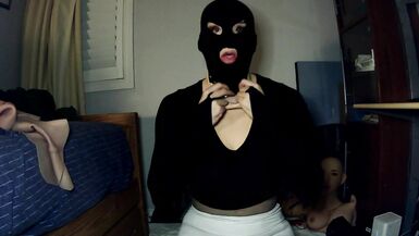 Bunny May End! Female mask girl removes her hand gloves and unmasks from female masks! - 12 image