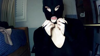 Bunny May End! Female mask girl removes her hand gloves and unmasks from female masks! - 13 image