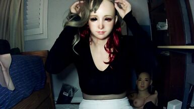 Bunny May End! Female mask girl removes her hand gloves and unmasks from female masks! - 15 image