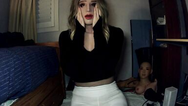 Bunny May End! Female mask girl removes her hand gloves and unmasks from female masks! - 4 image