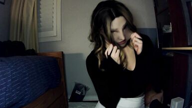 Bunny May End! Female mask girl removes her hand gloves and unmasks from female masks! - 9 image